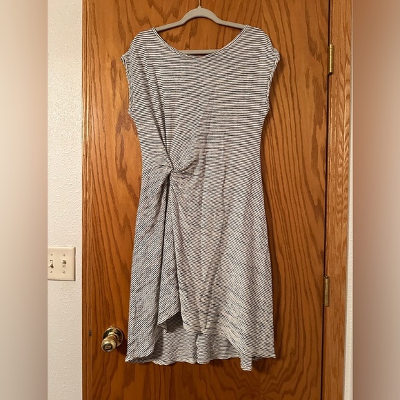 Max Studio Stripe Knit Cap Sleeve Asymmetrical Dress - NWT - Size L - Picture 3 of 11
